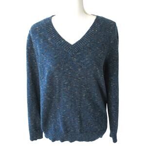 Croft & Barrow Women's Blue Long Sleeve Stretch V-Neck Sweater Size Large
